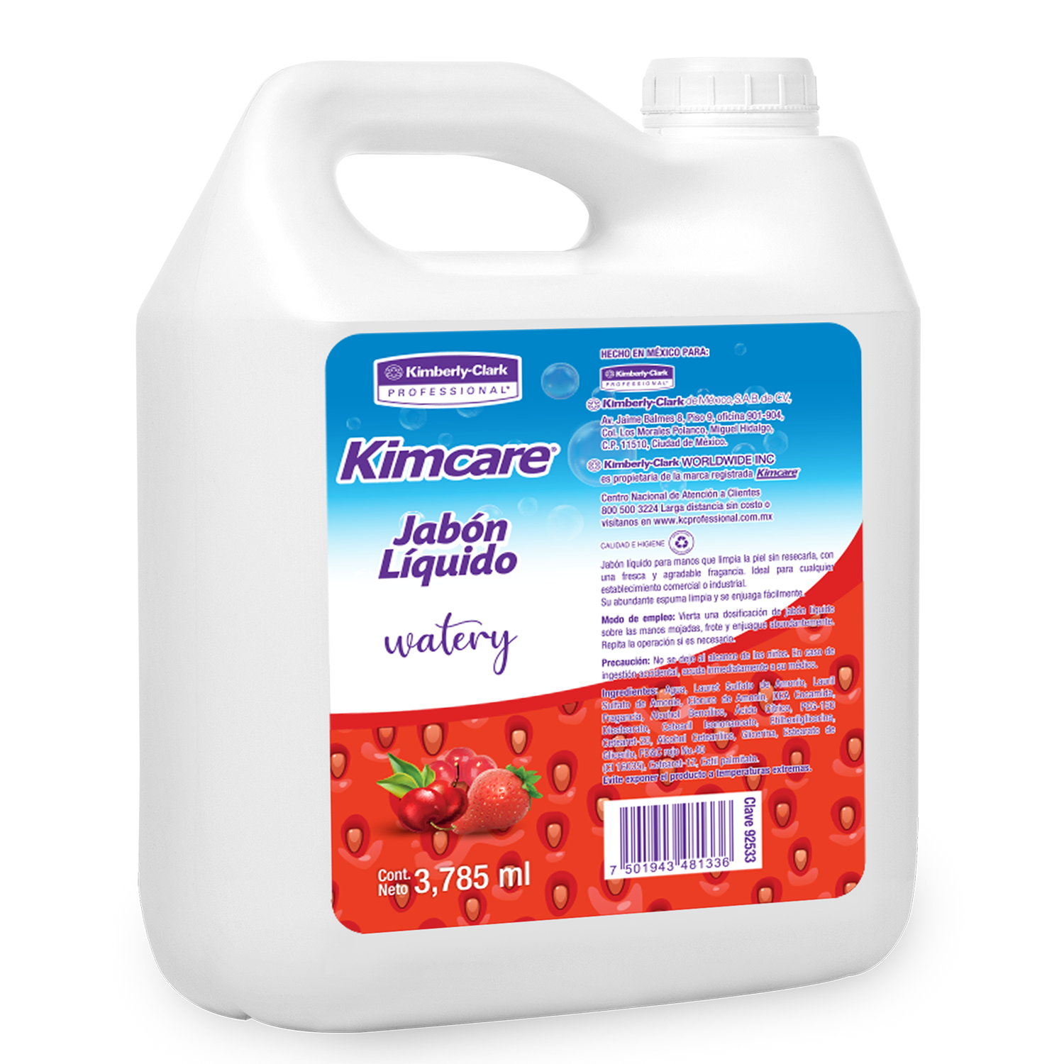 Jabón líquido antibacterial Kimcare®  Galón 4 pzas x 3,785 ml
