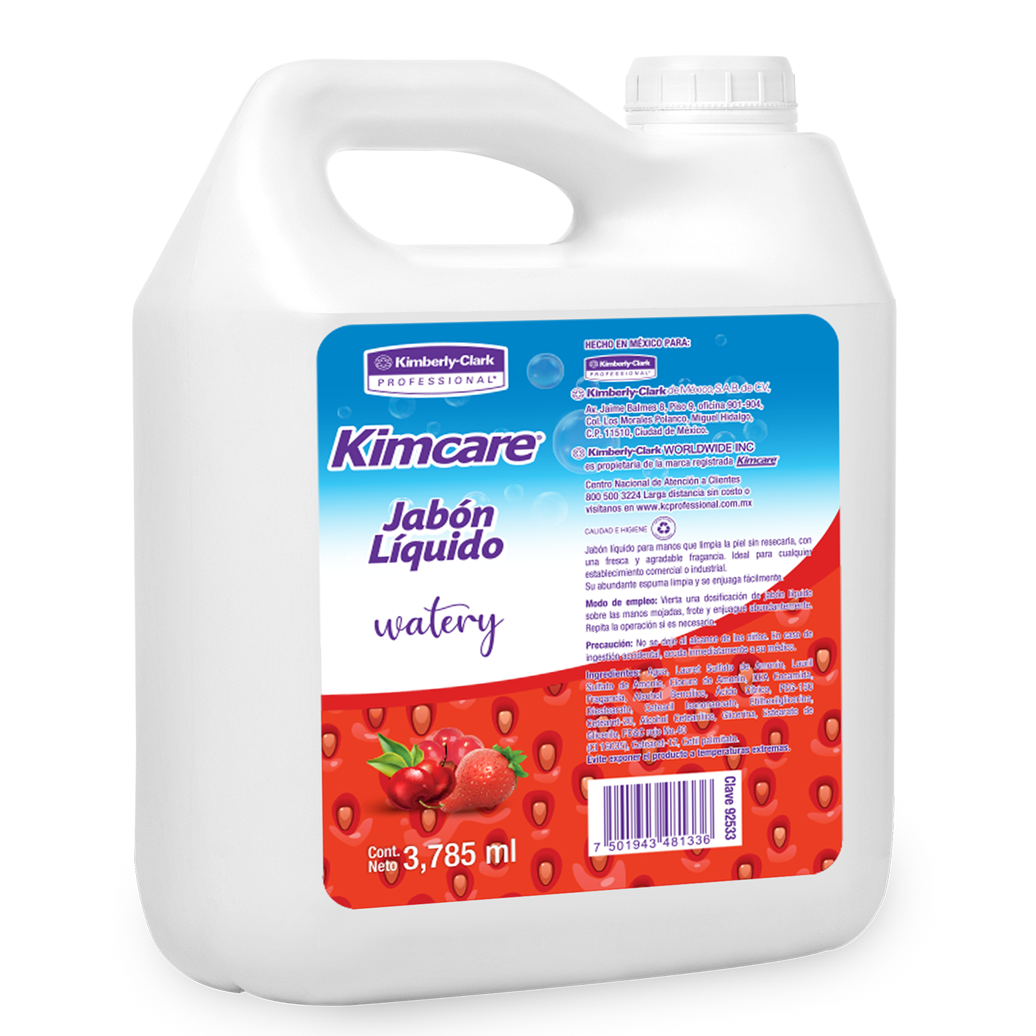 Jabón líquido antibacterial Kimcare®  Galón 4 pzas x 3,785 ml